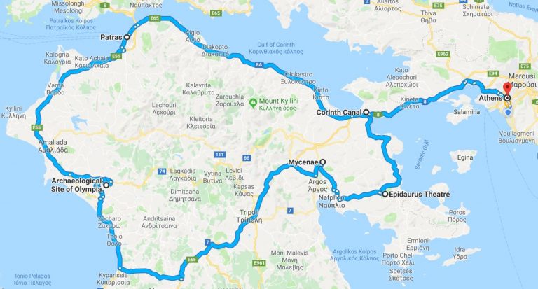 2 days Olympia route map