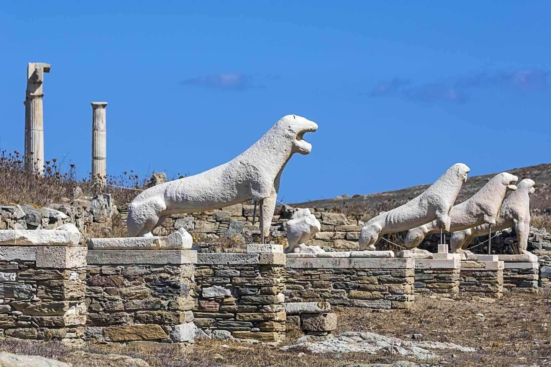 the terrace of the lions which was dedicated to god apollo in delos