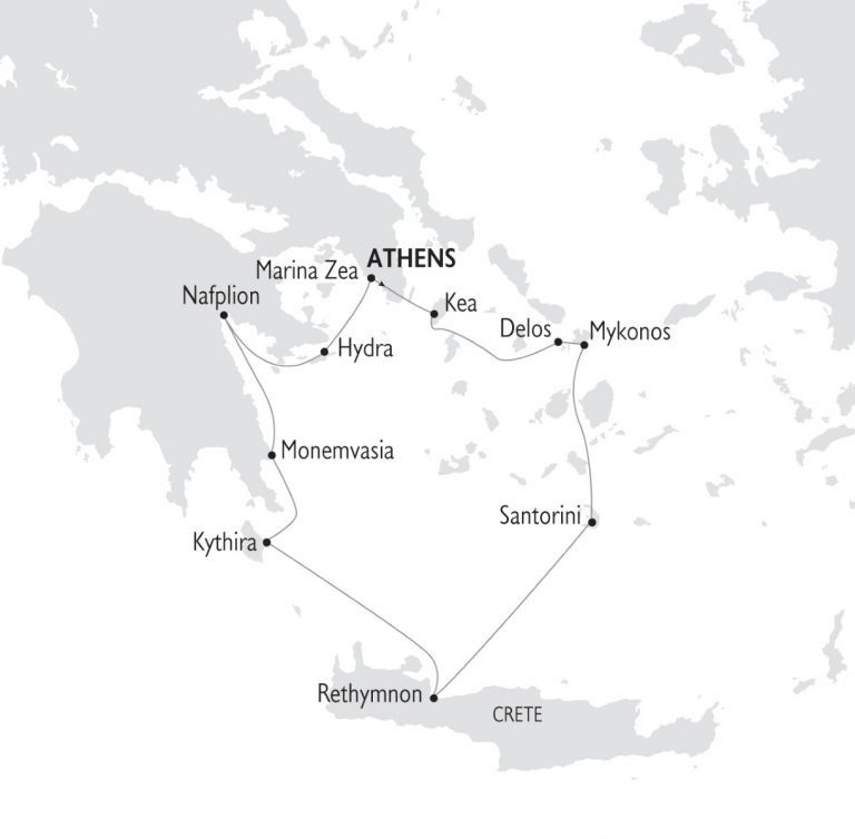 Yachting Classical Greece, map route